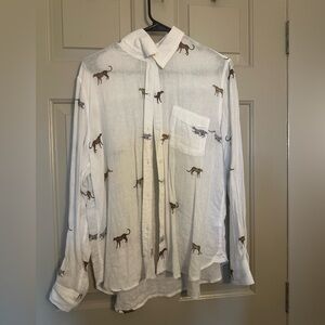 Rails White Shirt with Brown Animal Design